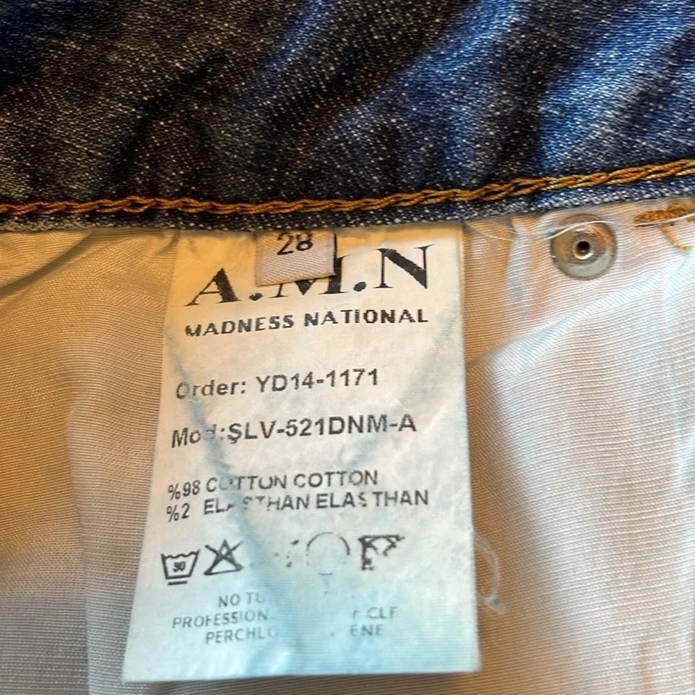 AMN Madness National - medium washed distressed blue jeans - size 28